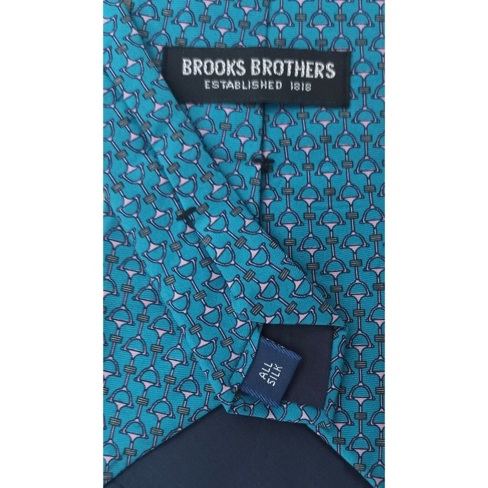 BROOKS BROTHERS EST. 1818 Blue Glass Silk Tie USA 57"/ 3.5" EC - Picture 2 of 3